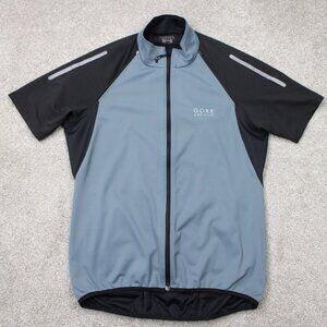 Gore Bike Wear Cycling Jacket Mens Medium Blue/Black Full Zip Windstopper Coat